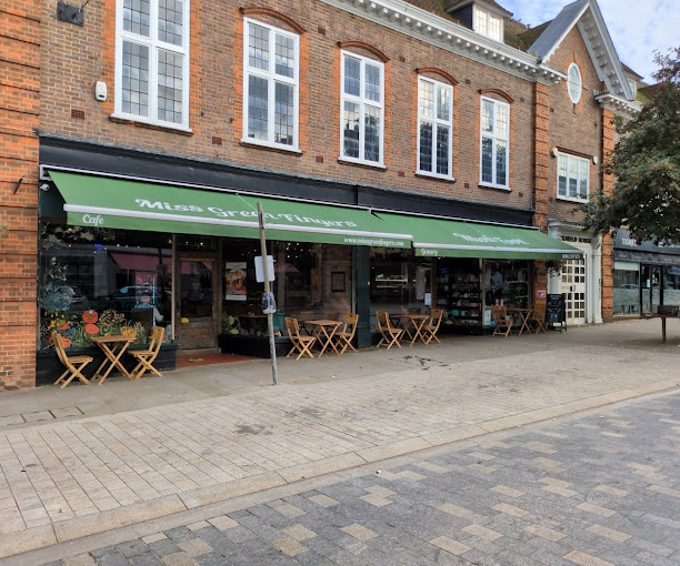 Miss Green Fingers cafe exterior in Letchworth Garden City