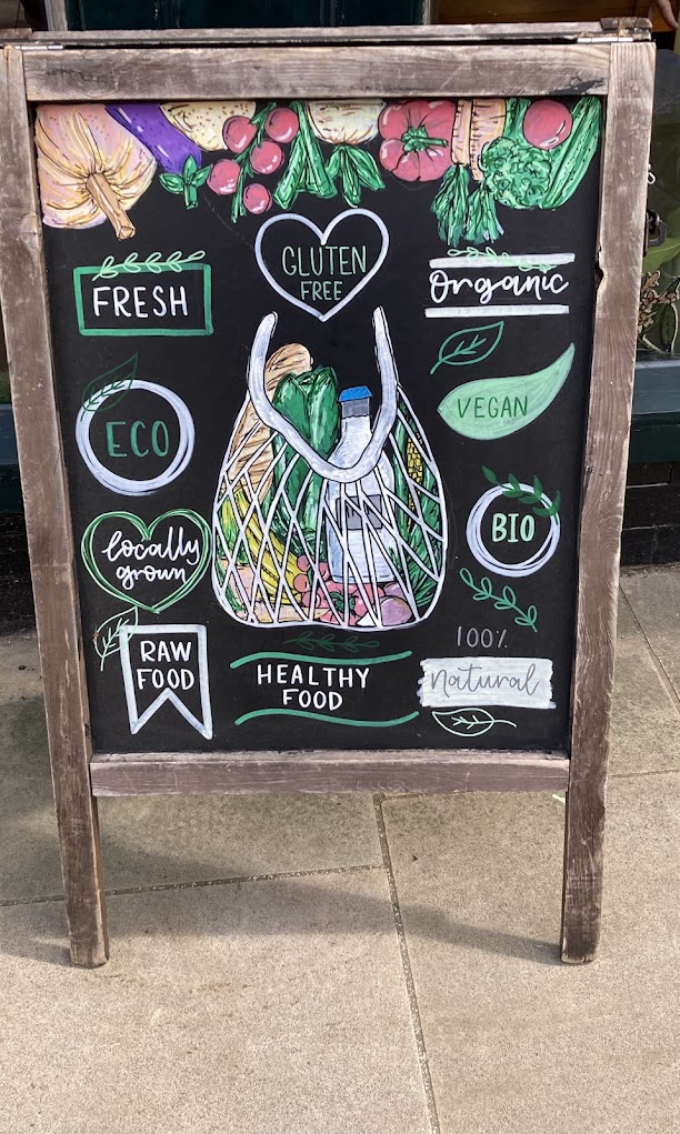 Healthy food chalkboard sign